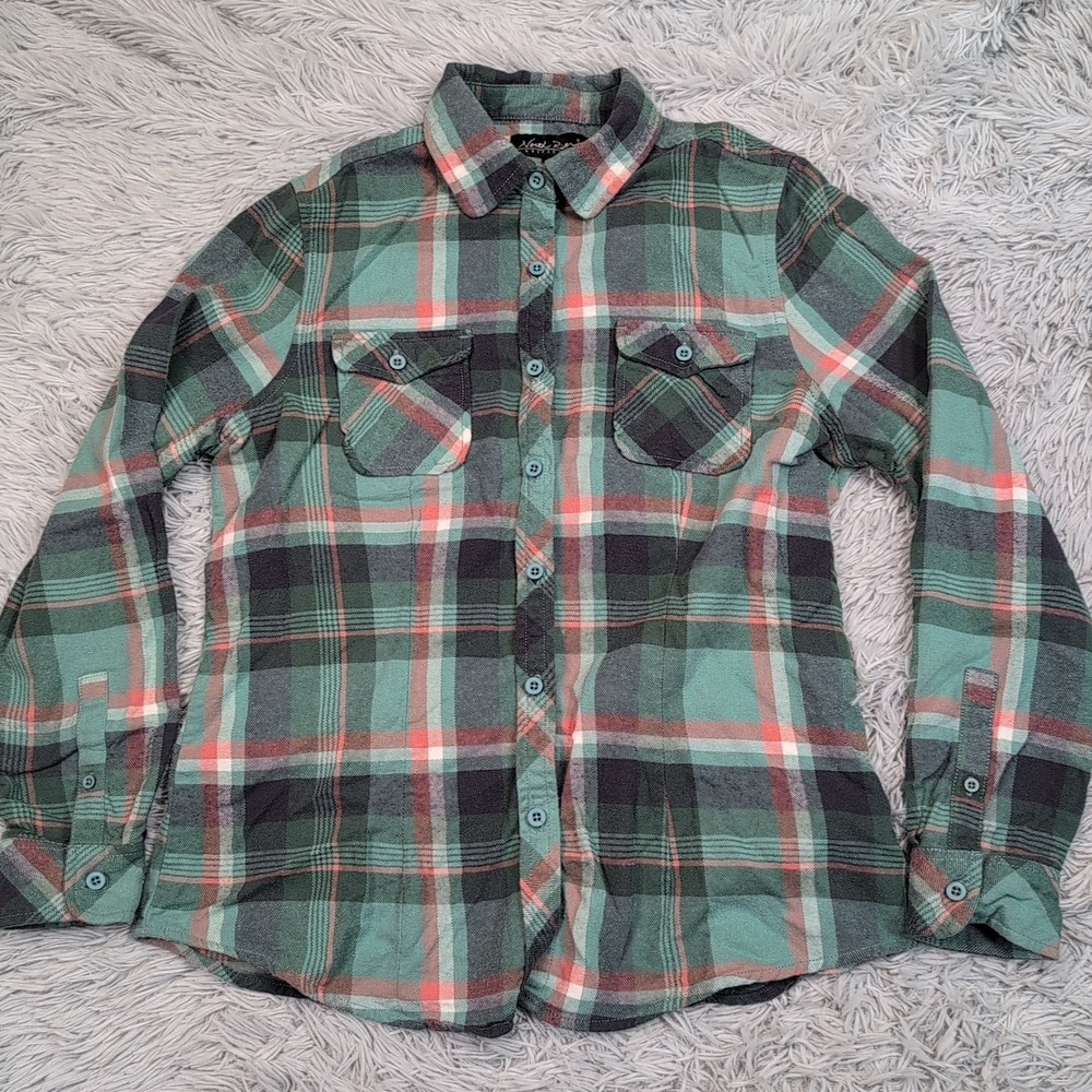 North River Outfitters Shirt Womens M Green Plaid Button Up Casual Comfy Chore